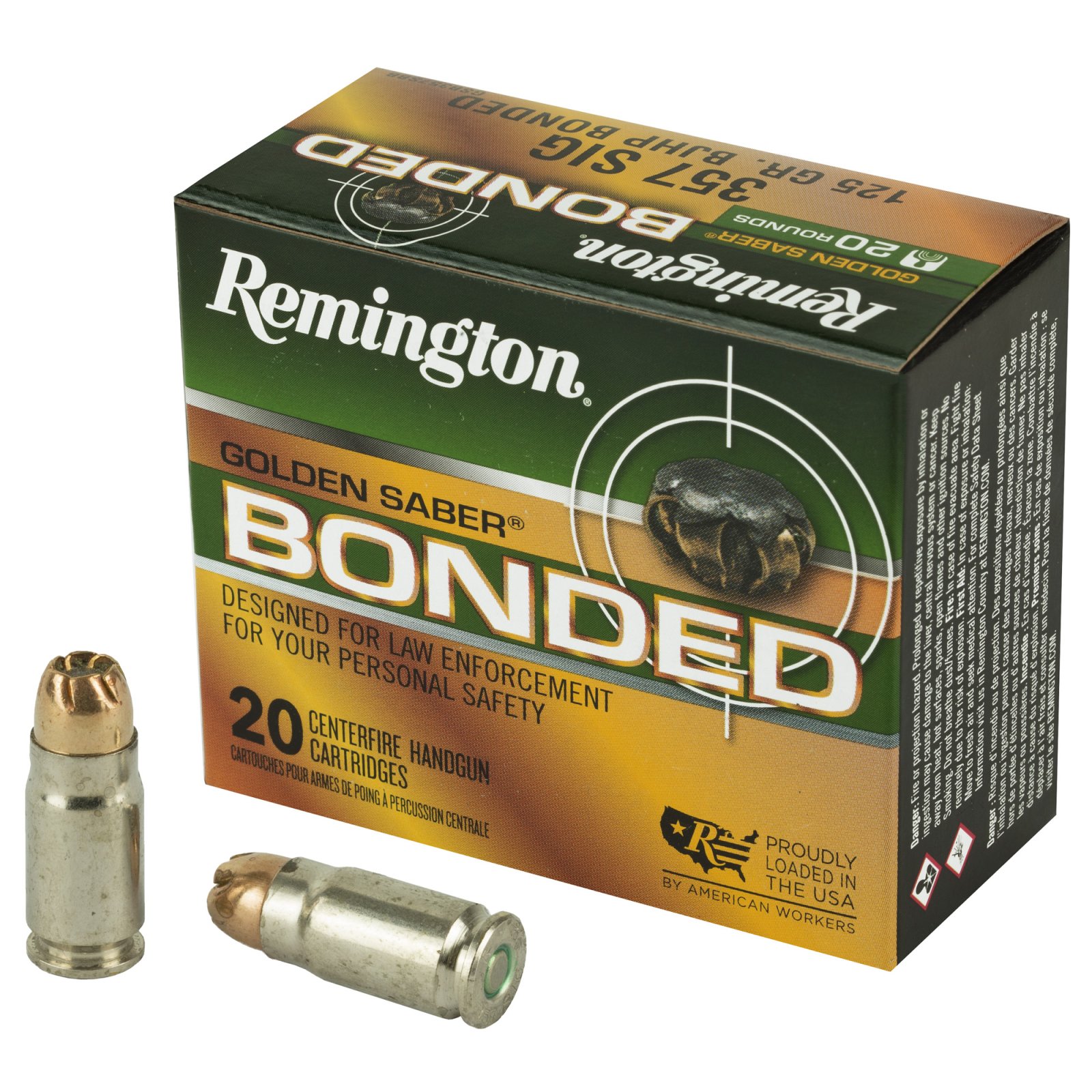 Buy Remington Golden Saber Bonded .357 Sig 125gr JHP 4in 1350fps 20 Rounds online