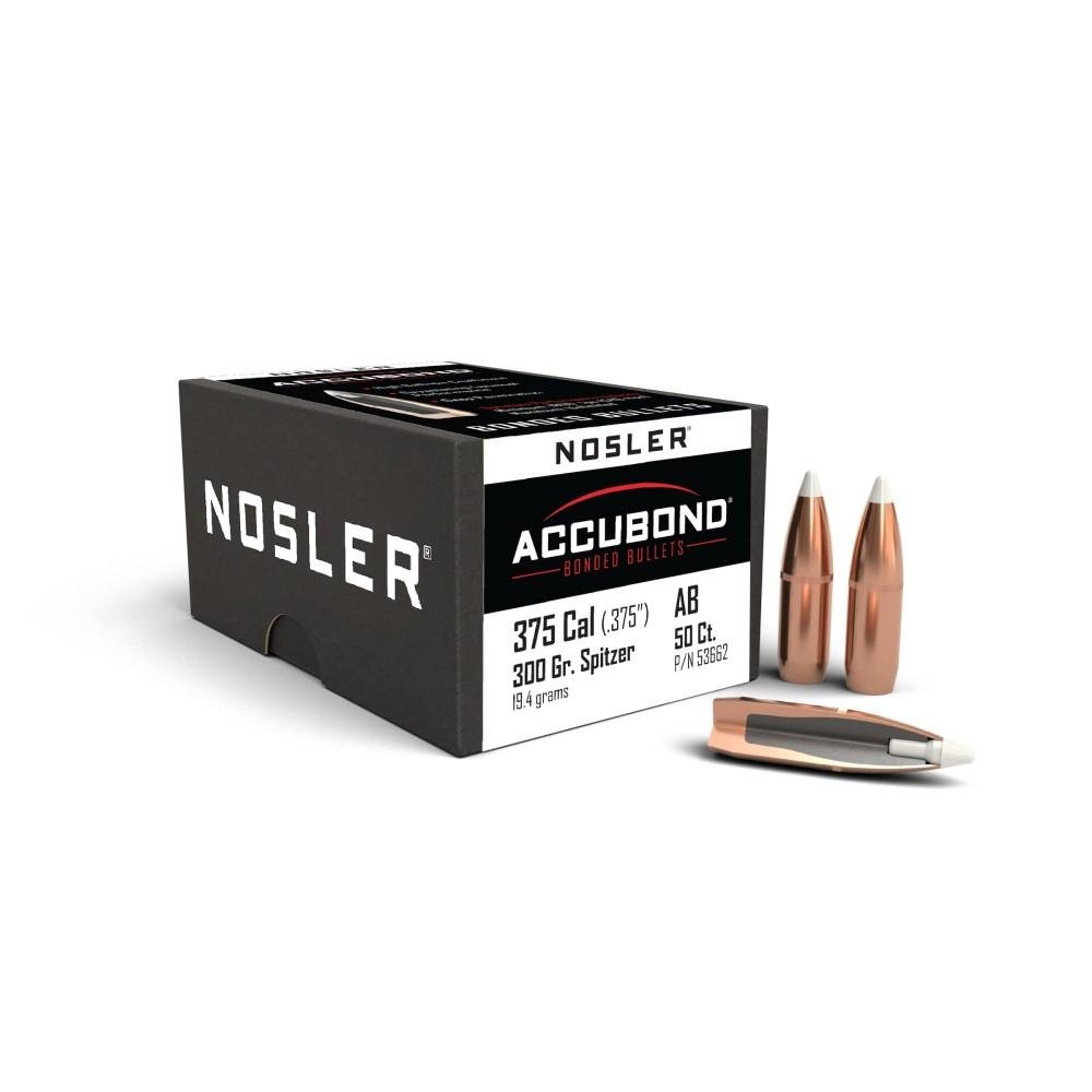 Nosler AccuBond .375 Caliber 300 Grain Spitzer Bullets 50 Count - Nosler - 375 CALIBER
