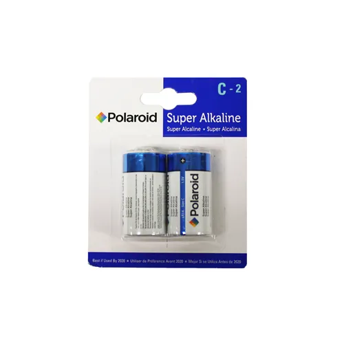 Polaroid C Cell Alkaline Batteries 2-Pack Standard Size
