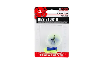 Radians Resistor II Reusable Corded Ear Plug 2 Pair NRR 27 4 Flange