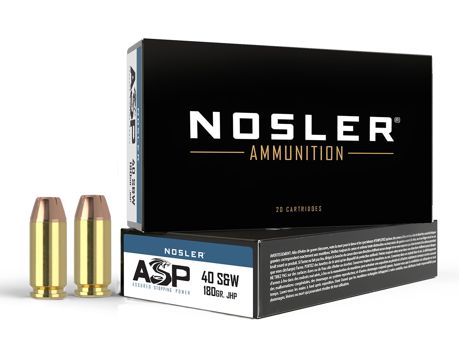 Nosler 51212 40 S&W 180 Grain Jacketed Hollow Point 50 Rounds Box - Nosler - 40 S&W