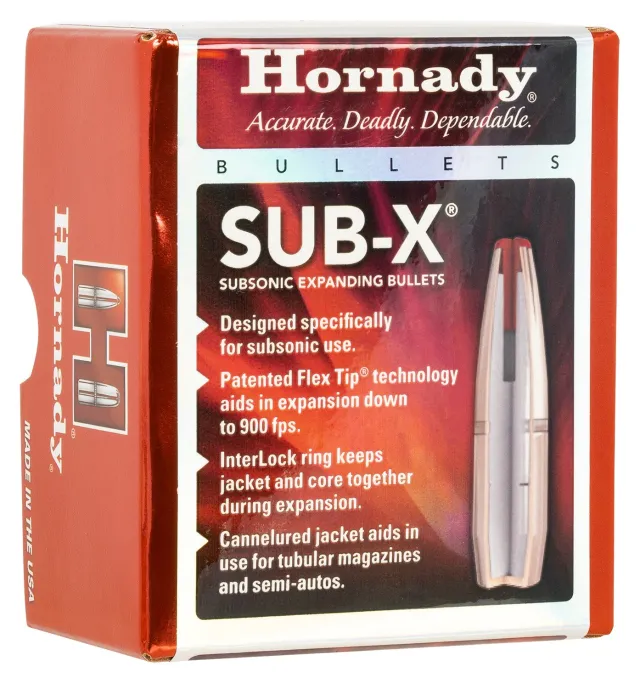 Hornady Sub-X Flex Tip 7.62x39mm Caliber Rifle Bullets, 0.3115'' Diameter, 255 Grain, Quantity 100 - Hornady - 7.62 X 39MM CALIBER