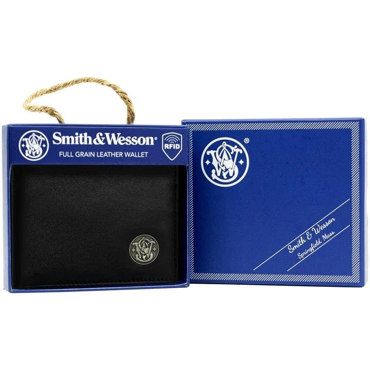 Smith & Wesson Men's Genuine Leather Wallet 12pc Counter Display - Rugged Rare