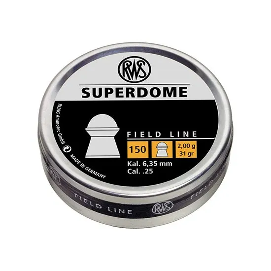 RWS Superdome 0.25 Caliber Diabolo Pellets 31 Grain 150-Pack - Umarex - 0.25 (6.35mm)