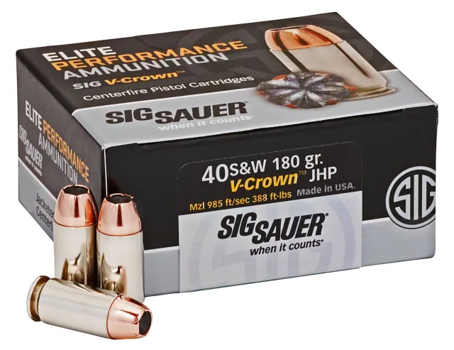 Sig SAUER Elite Performance 40S&W 180Gr VCrown JHP - Sig Sauer - 40 S&W