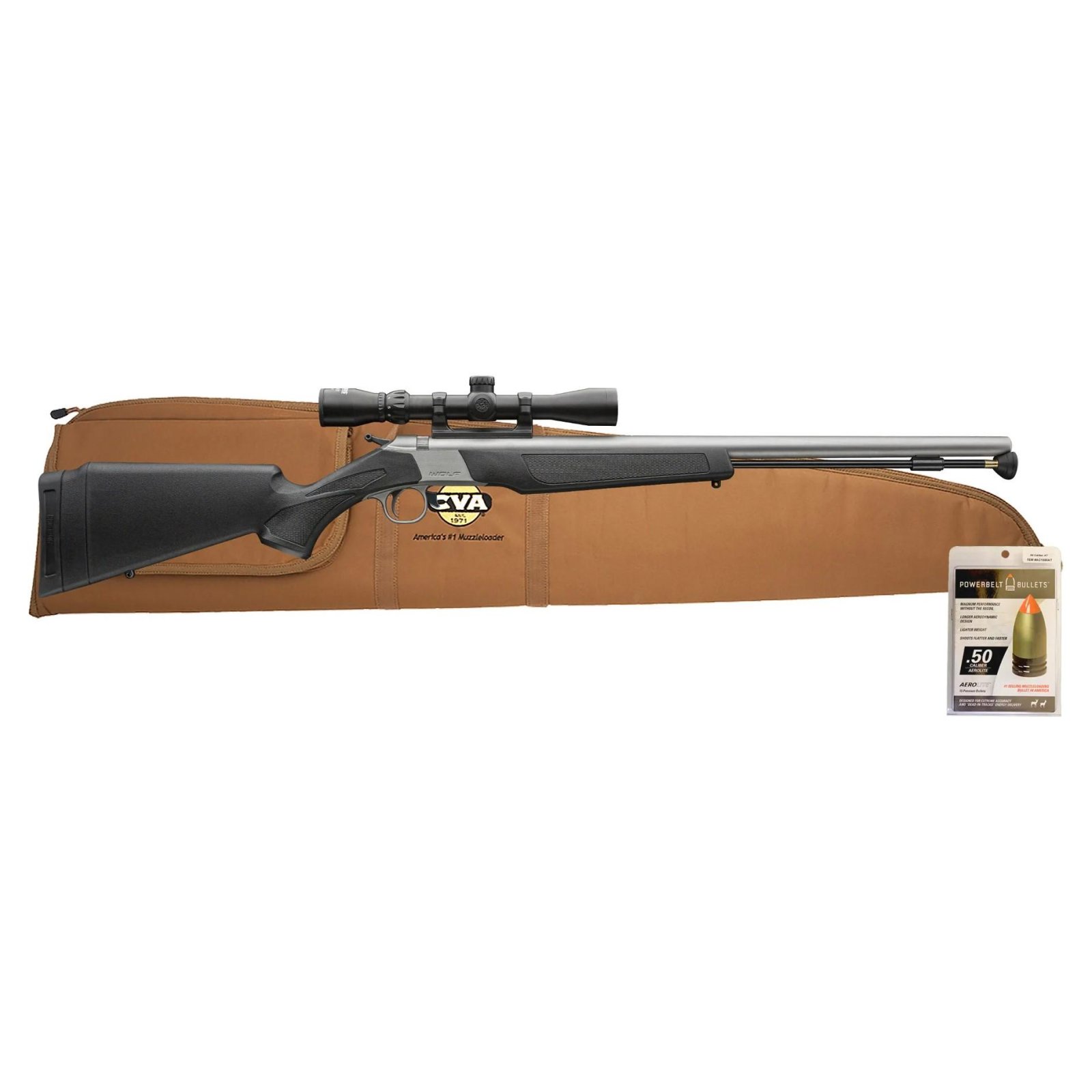 CVA Wolf V2 PR2117SSCP 50 Cal Muzzleloader 24" Stainless/Black 3-9x32 - CVA - 50 CAL