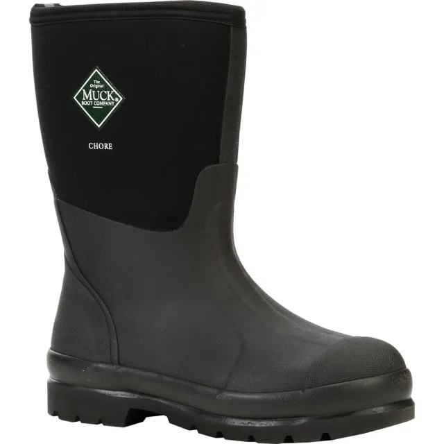 Muck CHM-000A-BL-100 Classic Boot Black Mid 10, 5mm Neoprene, Waterproof