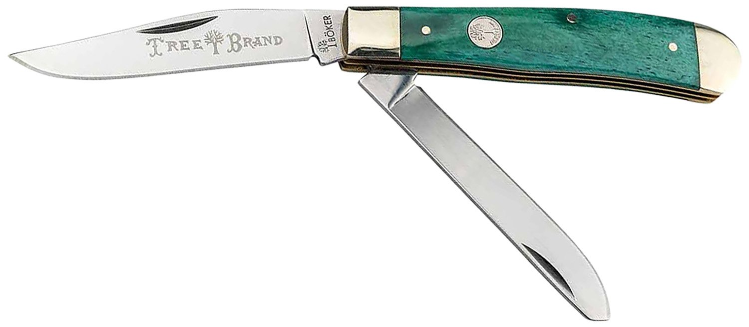 Boker 110829 Trapper 2.0 D2 Steel Clip Point Green Bone Handle 4.25" - Boker