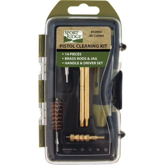 Sport Ridge 3964: .45 Caliber 14-Piece Pistol Cleaning Kit with Hard Case - Military Armament Corporation