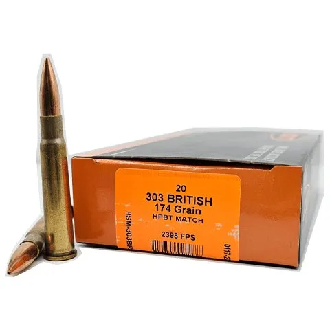 HSM AMMUNITION 303 BRITISH 174GR HPBT MATCH 20RD BOX 20 BOXES PER CASE - HSM - 303 BRITISH