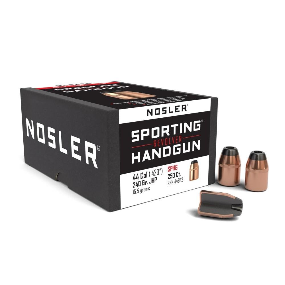Nosler .44 Caliber 240gr JHP Sporting Handgun Bullets, 250 Count, High-Quality Copper Alloy, USA Origin - Nosler - 44 CALIBER
