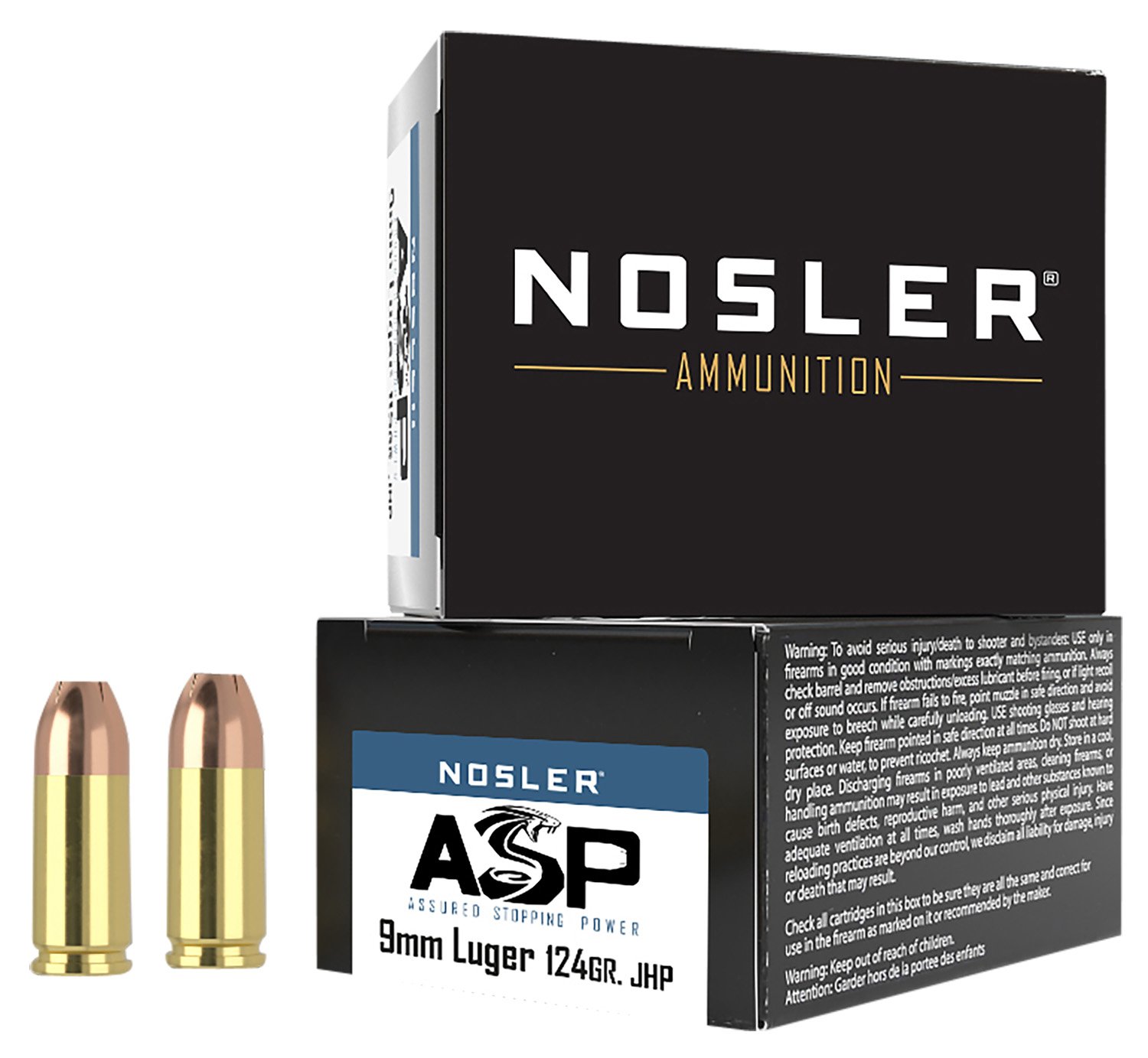 Buy Nosler 51286 9mm Luger 124 Grain JHP Brass 20 Rounds Box online