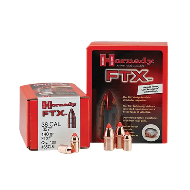 Hornady 35745 FTX Hunting 38 Cal .357 140 gr Flex Tip eXpanding (FTX) Ammo 100 Rounds - Hornady Manufacturing Company - 38 Caliber
