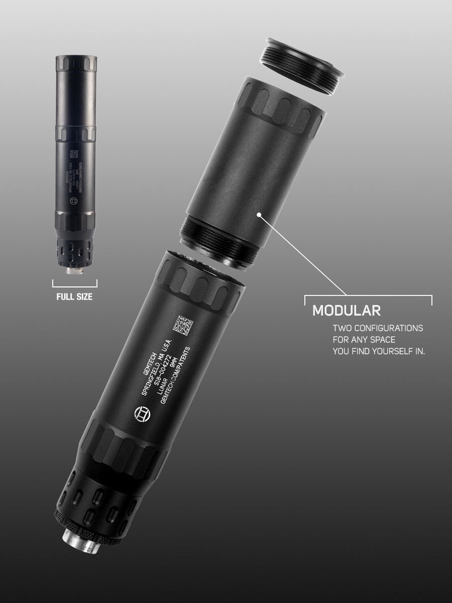 GEMTECH Lunar-9 9mm 4.7-7 In 1/2x28 Matte Black 7075 Aluminum - GEMTECH - 9MM