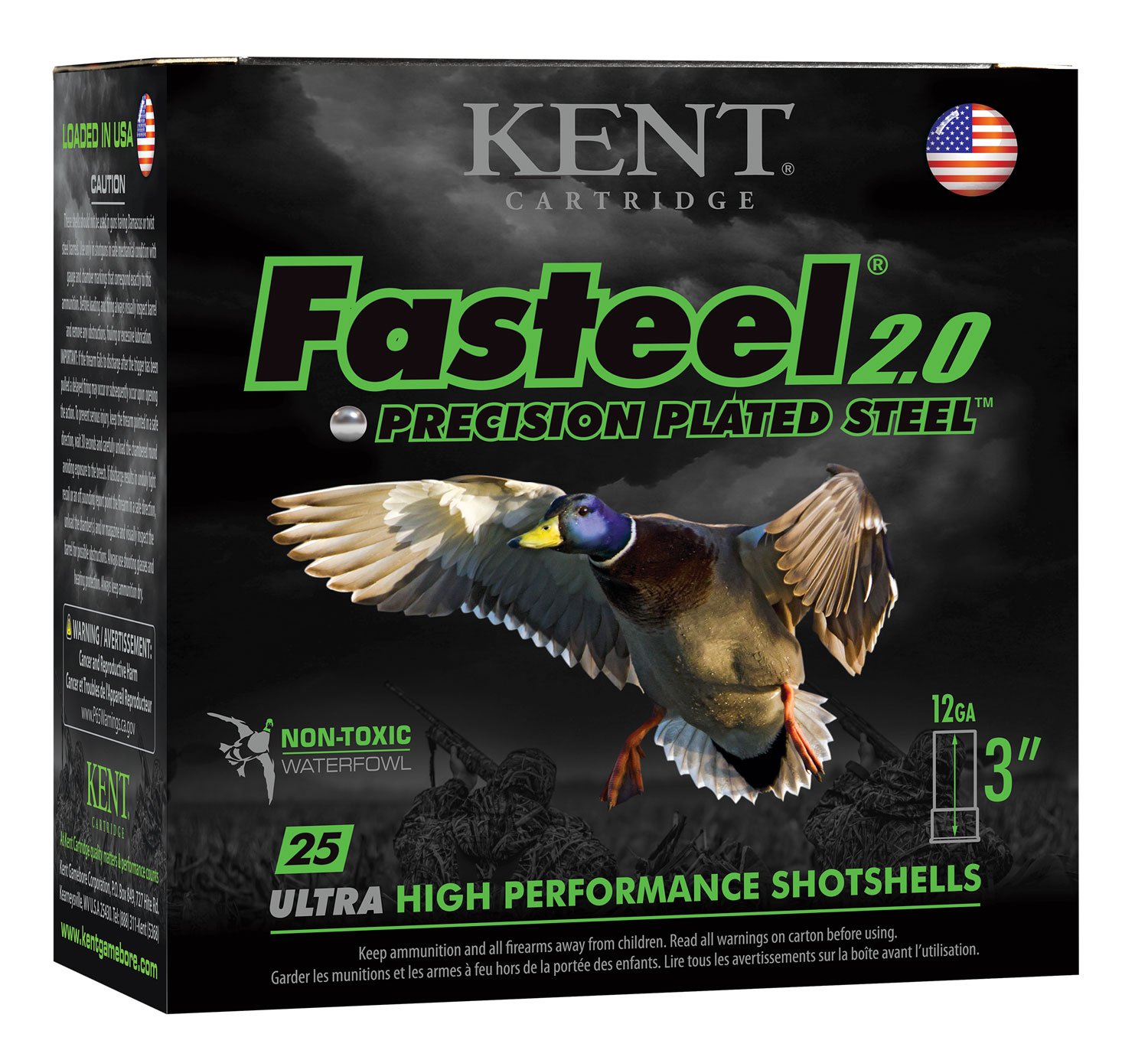 Kent Cartridge Fasteel 2.0 12 Gauge 3 in 1 1/8 oz #2 Shot 25 Rounds