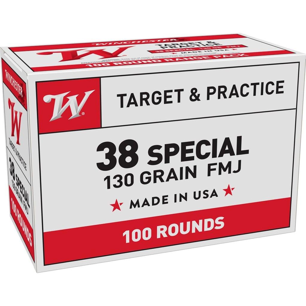 Winchester Ammo USA38SPVP Target 38 Special 130 gr Full Metal Jacket (FMJ) 100 Per Box - Winchester - 38 Spl