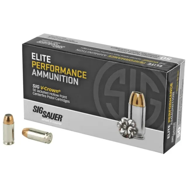 Sig Sauer E40SW1-50 Elite V-Crown .40 S&W 165gr JHP Ammo 50 Rounds - Sig Sauer - 40 S&W