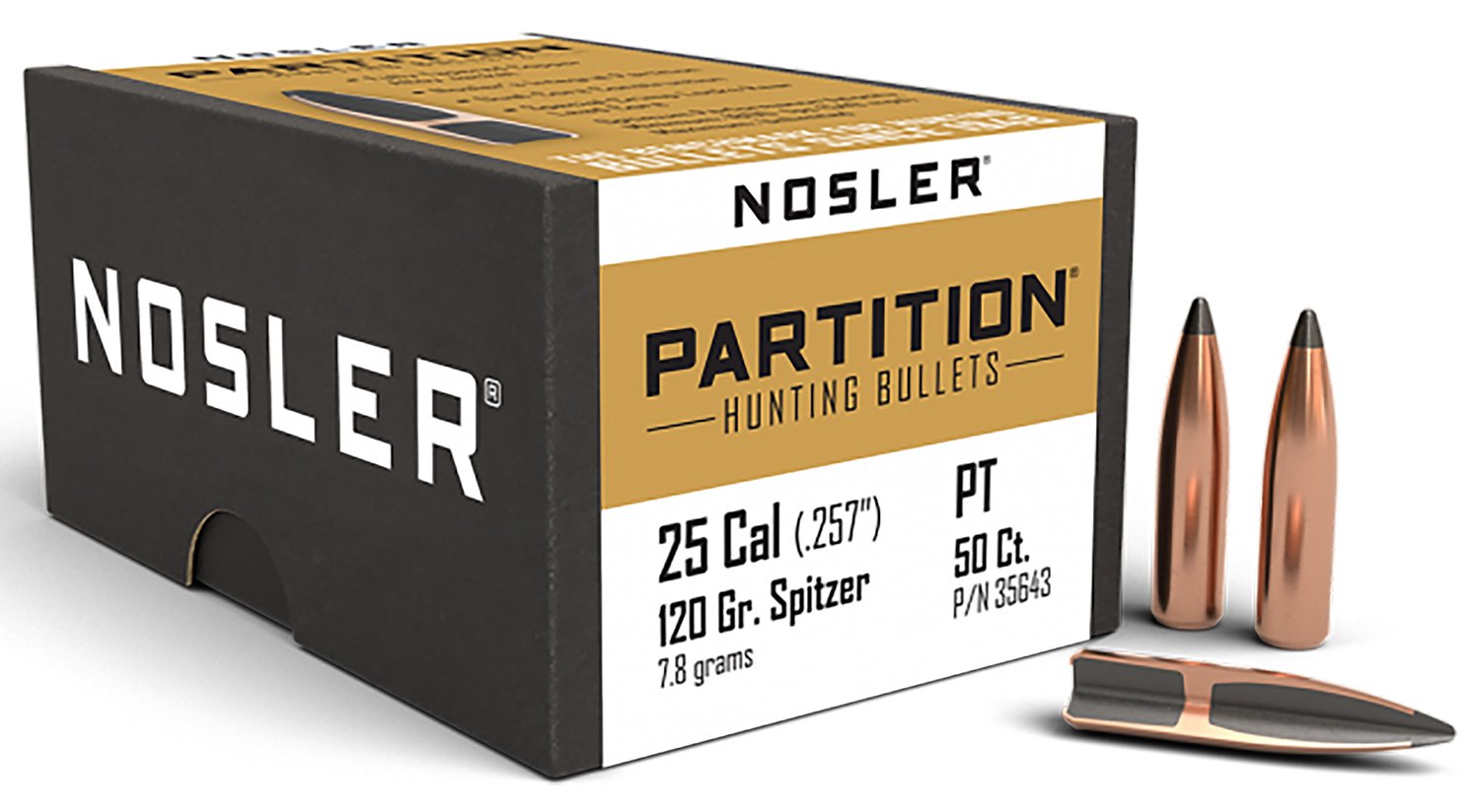 Nosler Partition .257 Caliber 125gr Spitzer Point 50 Pack 35643 - Nosler - .257