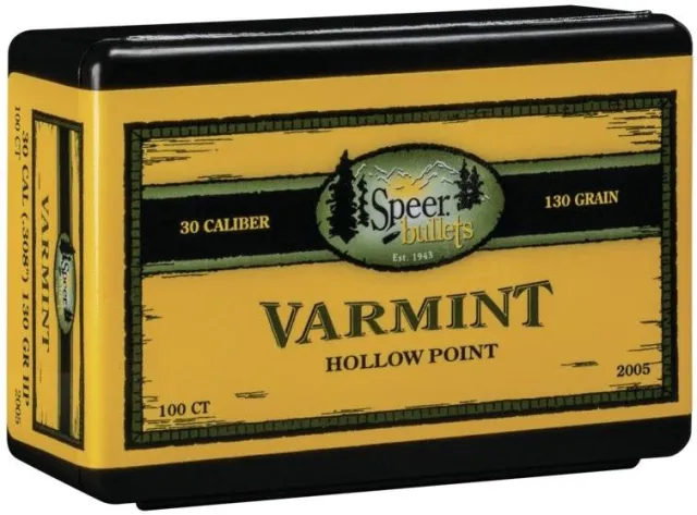 Speer 2005 Varmint 30 Cal 130gr Jacketed Hollow Point Bullets 100ct Box - Speer - 30 Caliber