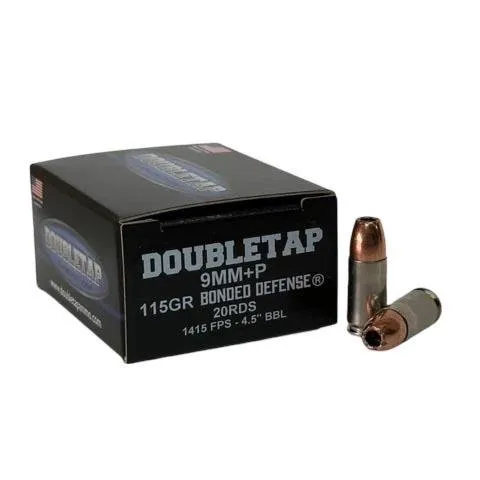 DoubleTap 9MM115BD 9mm+P 115Gr JHP Ammo, 20 Rounds - DoubleTap Ammunition - 9MM