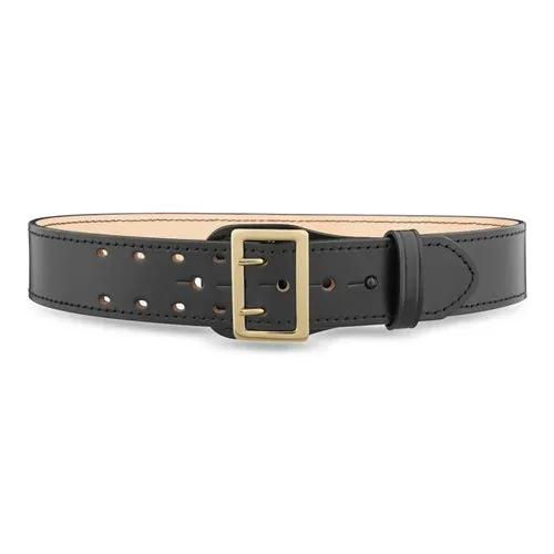 Dutyman Sam Browne 2-1/4In Leather Duty Belt Gold Buckle 2-Row Stitch