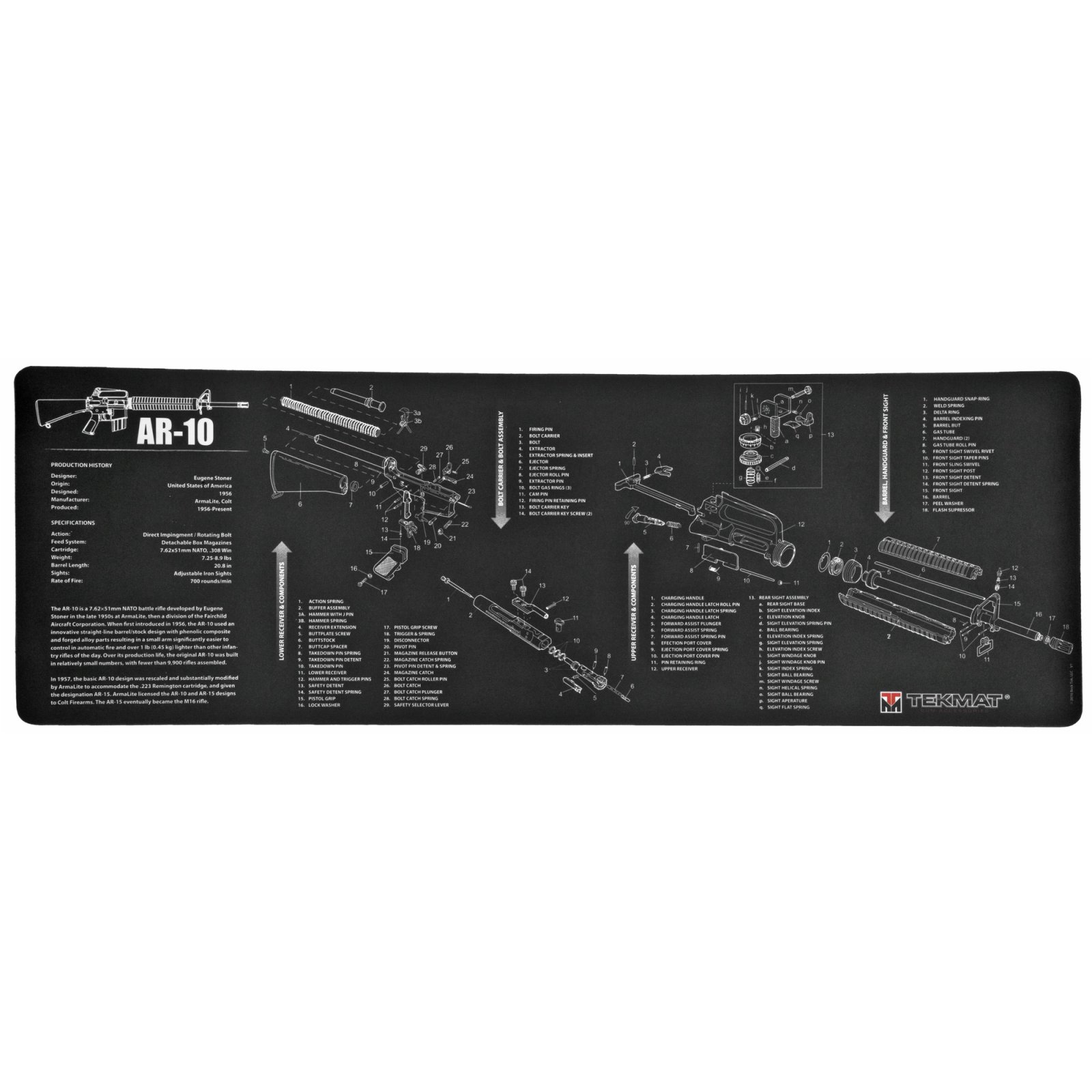 Buy TekMat TEKR36AR10 AR-10 Cleaning Mat 12"x36" Neoprene Diagram online