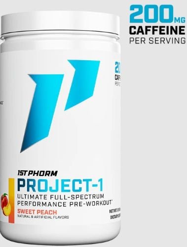 Buy 1st Phorm Project-1 Pre-Workout Sweet Peach 200mg Caffeine online