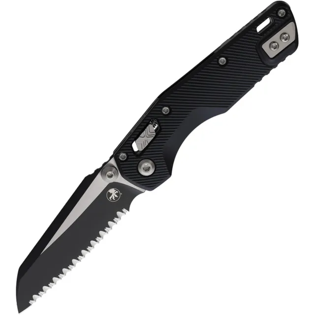 Microtech 210M-3FL Mini MSI 3.19 In Wharncliffe Full Serrated Black - MICROTECH for sale at Iron and Lace