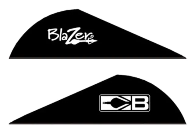 Bohning Blazer Vanes Black 100 pk. Universal vane for any broadhead, crossbows, and 3D archery. 2" length, .6" height, 6 grains. Model: 10832BK2. - Bohning
