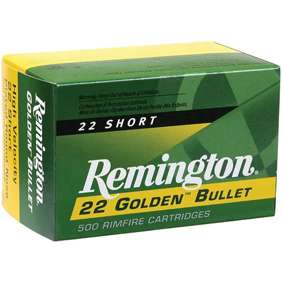 Remington Ammunition 21000 Golden Bullet Rimfire 22 Short 29 gr Plated Lead Round Nose 50 Per Box/ 100 Cs