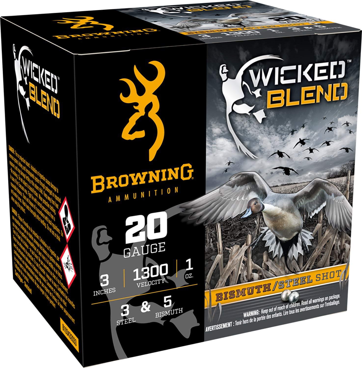 Browning Ammo B193432033 Wicked Blend 20Gauge 3" 1oz 3/5BI Shot 25 Per Box/10 Case - Browning - 20 Gauge