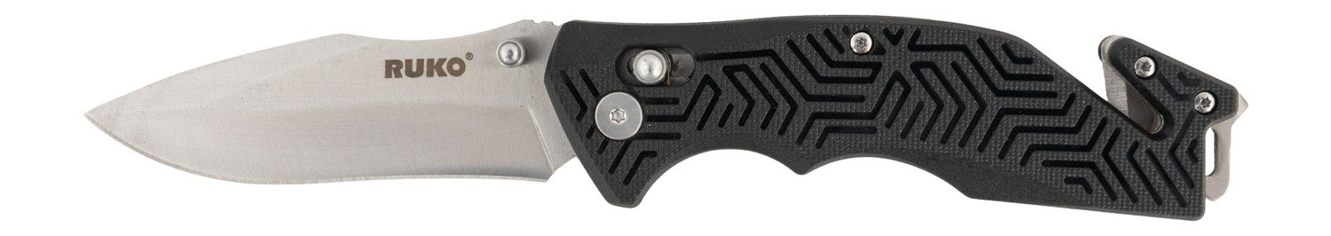 Buy RUKO 420A 3.5In Rescue Folding Knife Black Pocket Clip Ambidextrous online
