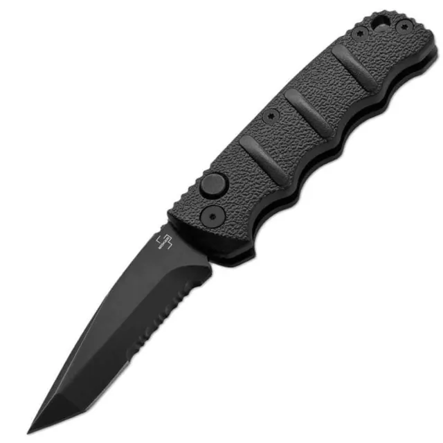 BOK KALS MINI 2.5/CMB/TNTO/BLK BLACK ALUMIUM HNDL BOKER PLUS KALS MINI ALL BLK TANTO SER. D2, Alumium , Black, Button Auto