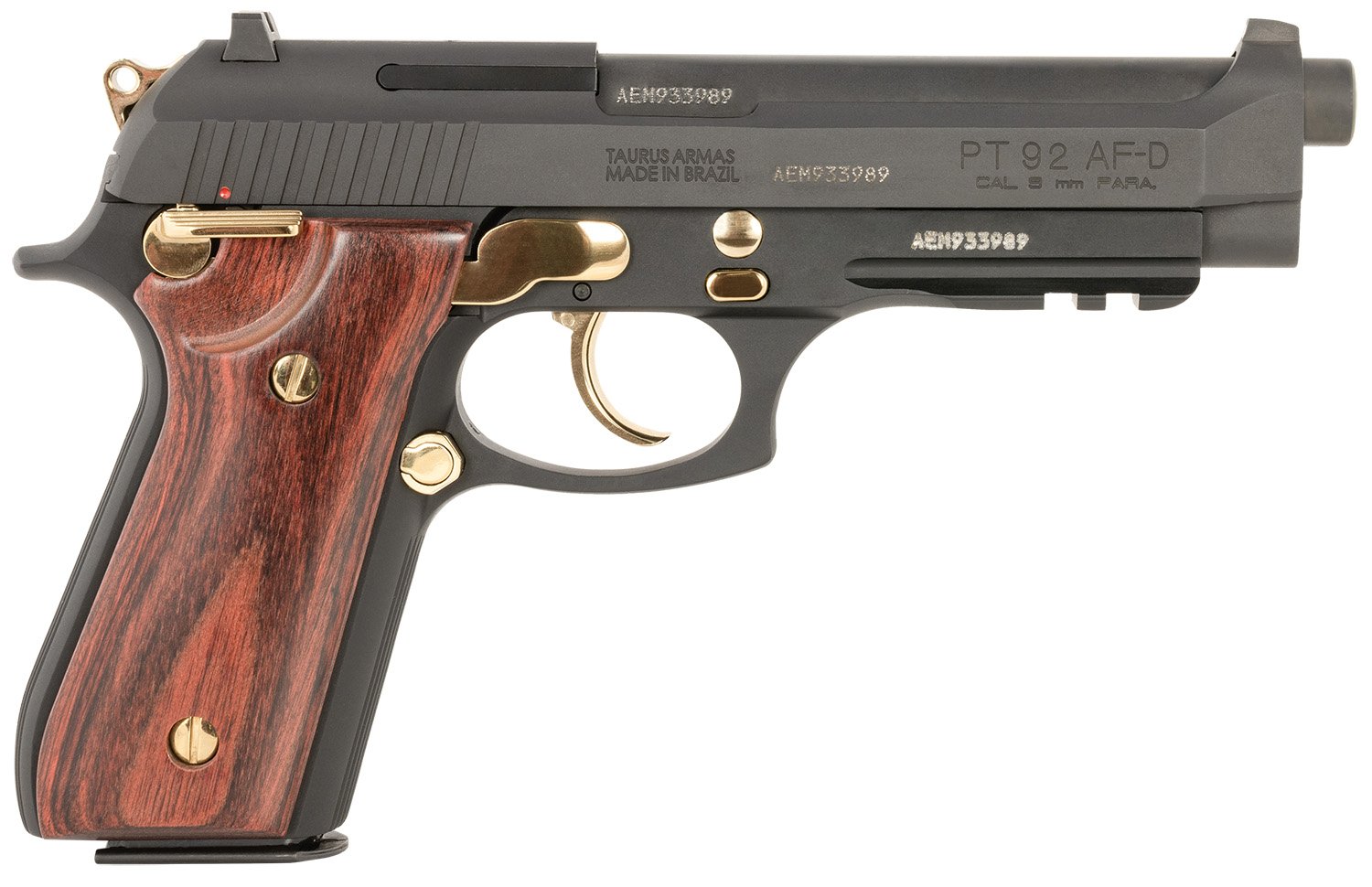 Taurus 1-920151GLD-HW1 92 9mm 17+1 5" Stainless Steel Gold Accents - Taurus International Manufacturing, Inc. - 9mm Luger
