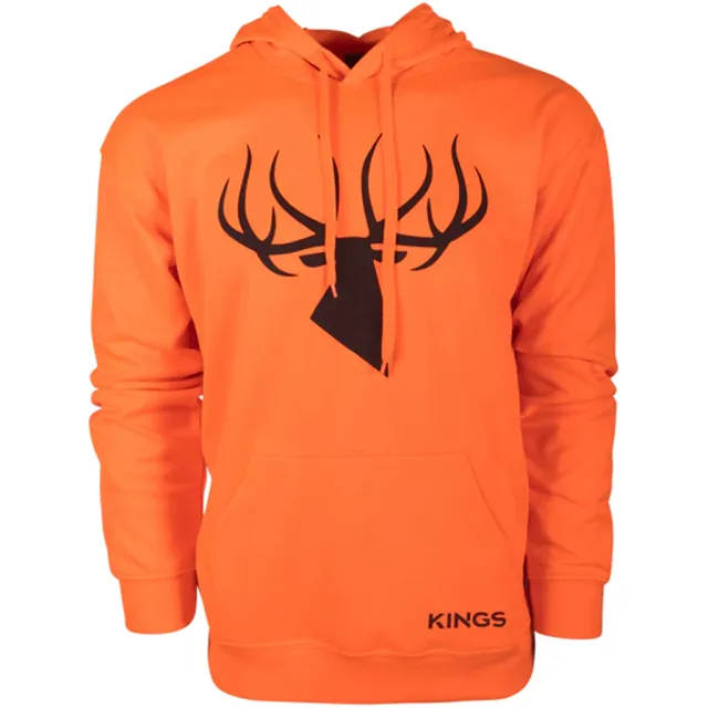 Kings Camo KBZ415-BZ/DS-M Poly Hoodie Blaze Orange Medium Kangaroo Pocket - Kings Camo