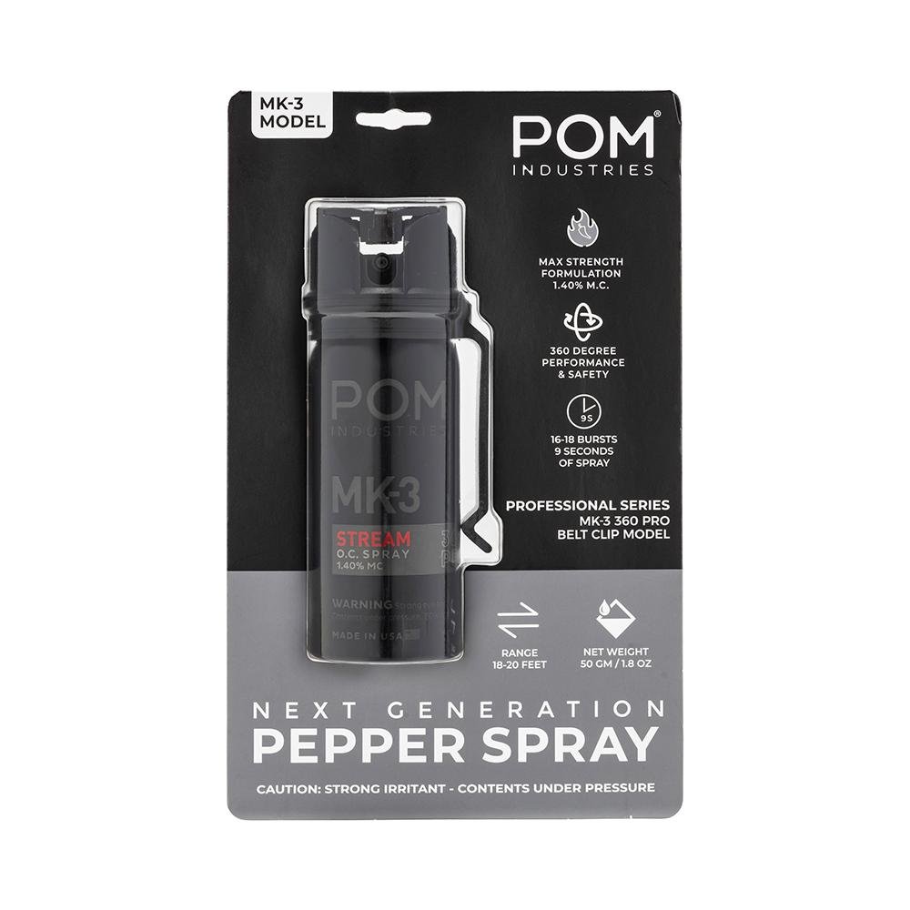 POM Pepper Spray MK3 Professional Model Black 2 oz - POM Industries