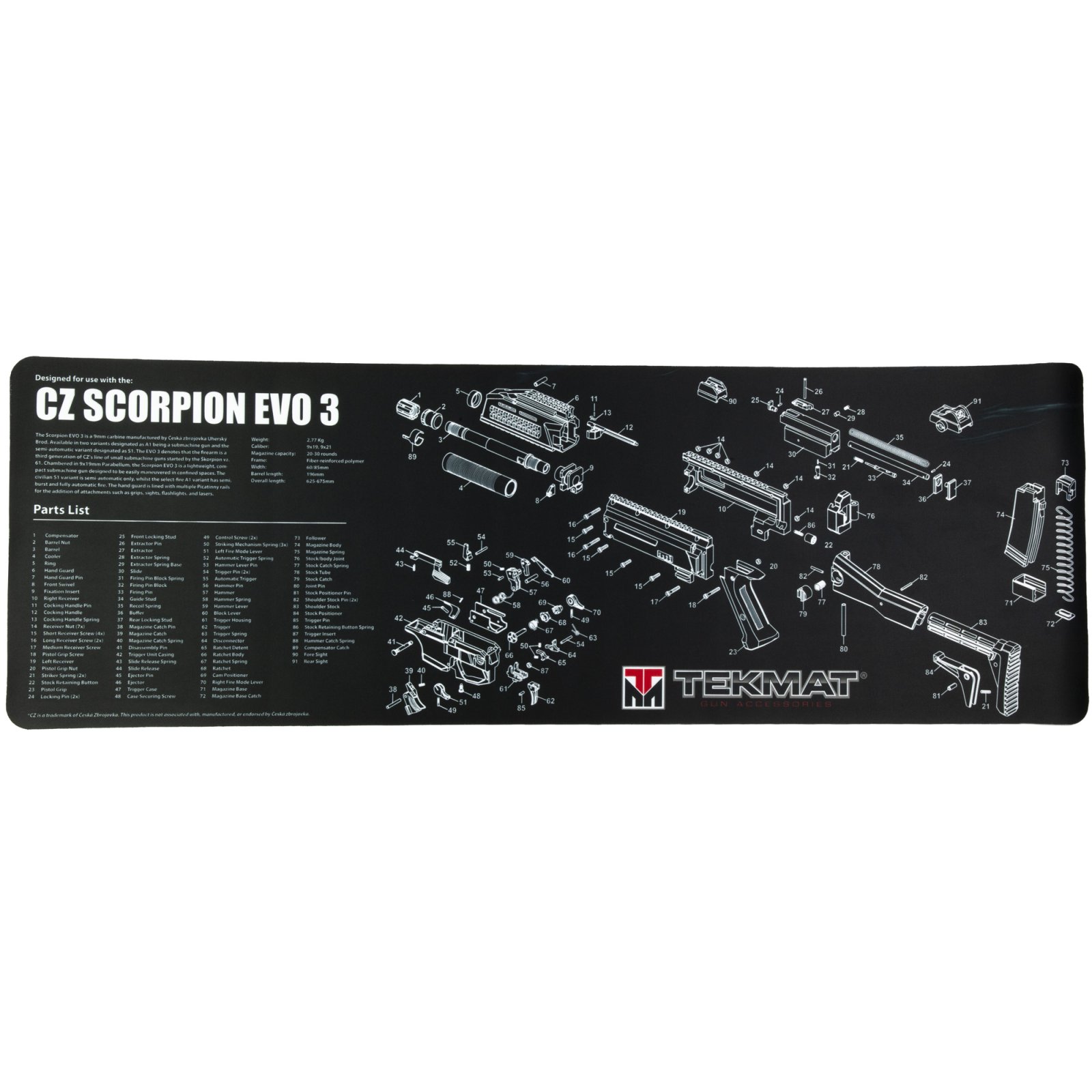 Buy TekMat TEKR36CZSCORPION Cleaning Mat 12 in x 36 in Black for CZ Scorpion online