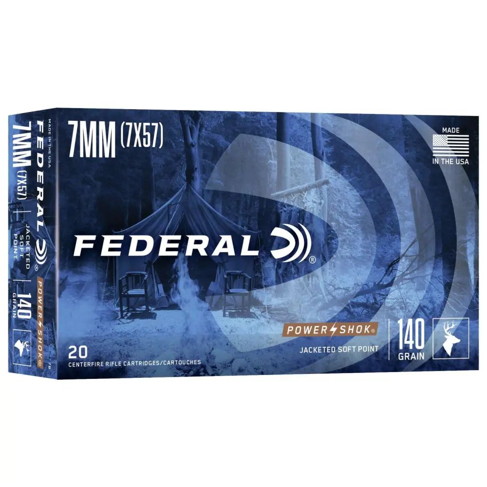 Federal Premium Power-Shok 7mm Mauser 140 Grain JSP 20 Rounds 7B - Federal Premium Ammunition - 7 MM MAUSER