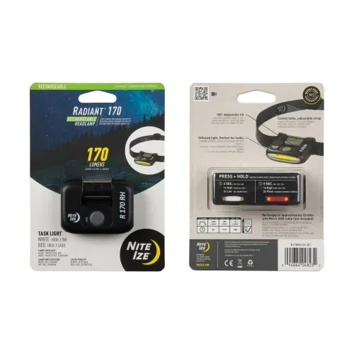 Nite-Ize Radiant 170 Rechargeable LED Headlamp Adjustable Beam USB - Nite-Ize