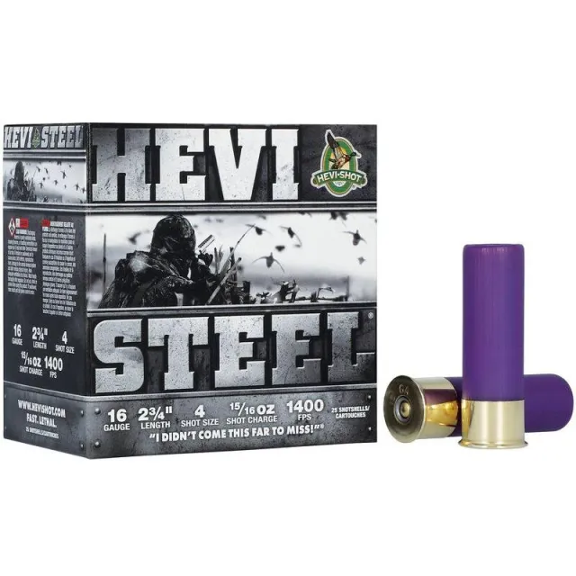 HEVI-Shot HEVI-Steel Shotshell 16ga 2-3/4 15/16oz 1400 fps #4 25/ct - Environ Metal Inc