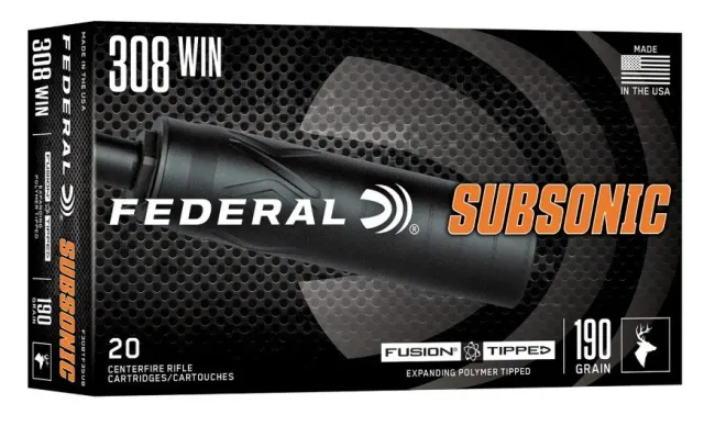 Federal 308 WIN 190GR FUSION TIPPED SUBSONIC 20 F308TF3SUB
