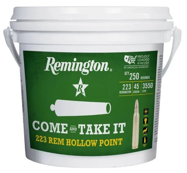 Remington R23741 .223 Rem 45 Grain JHP 250 Rounds Bucket