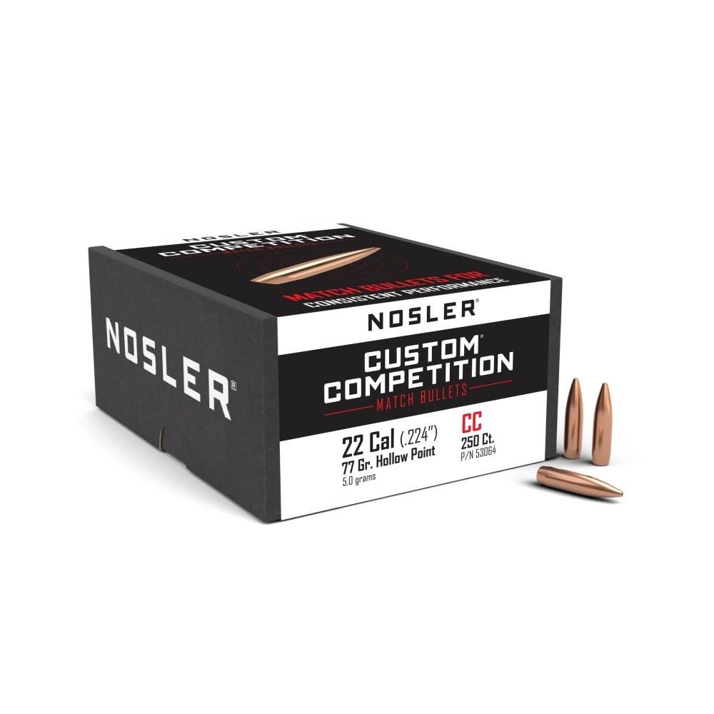 Nosler Custom Competition .22 Caliber .224 77 Grain HPBT 250 Count - Nosler - 22 CALIBER