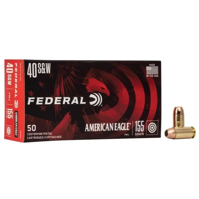 Federal American Eagle Handgun Ammunition .40 S&W 155 gr FMJ 1160 fps 1000/ct - Federal Premium Ammunition - 40 S&W