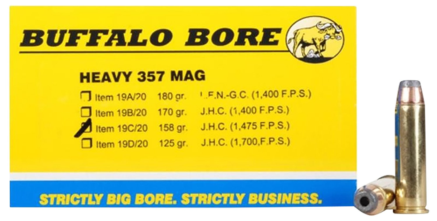 Buffalo Bore 19C20 .357 Mag 158gr JHP Ammo 20 Rounds - BBA - 357 Mag