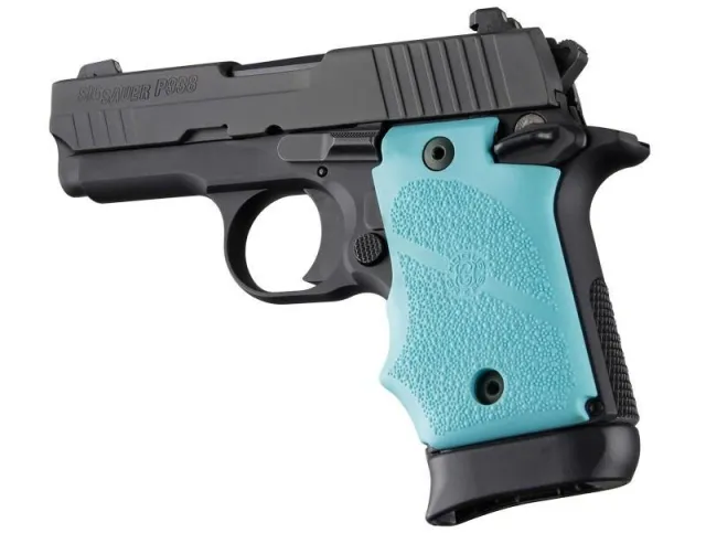 Buy Hogue Inc. P938 Rubber Grip Finger Grooves Ambi Safety Aqua online