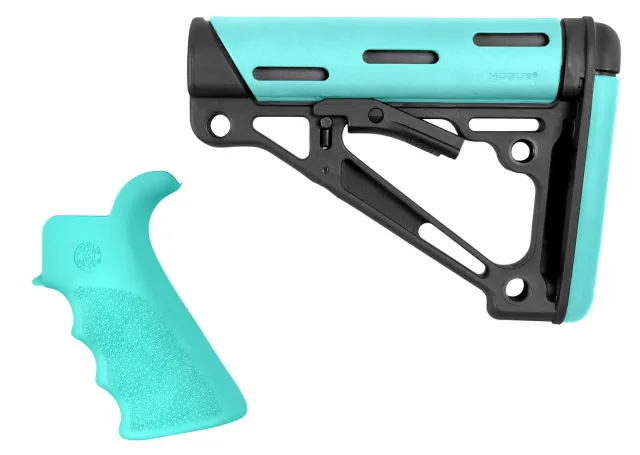 Hogue 13456 Overmolded 2-Piece KIT Collapsible Aqua Rubber Black & Grip FOR