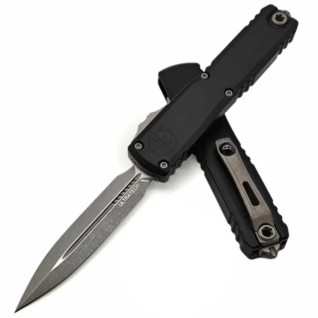 Microtech Ultratech G3 ZBP D/E 3.55 In Apocalyptic Black Aluminum Handle - MICROTECH