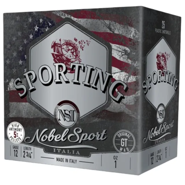 Nobel Sport Due Sporting Shotshells 12 ga 2-3/4 1 oz 1315 fps #7.5 25/ct - Eurosports LLC - 12 Gauge