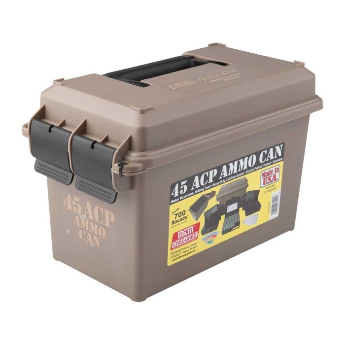 MTM ACC45 Ammo Can 700 Round Dark Earth w/ 7 P-100-45s Boxes - MTM Case-Gard - 45 ACP